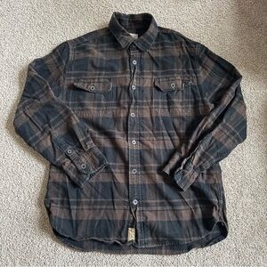 JACHS Men’s Large Brown and Black Heavyweight Button Up Flannel Shirt